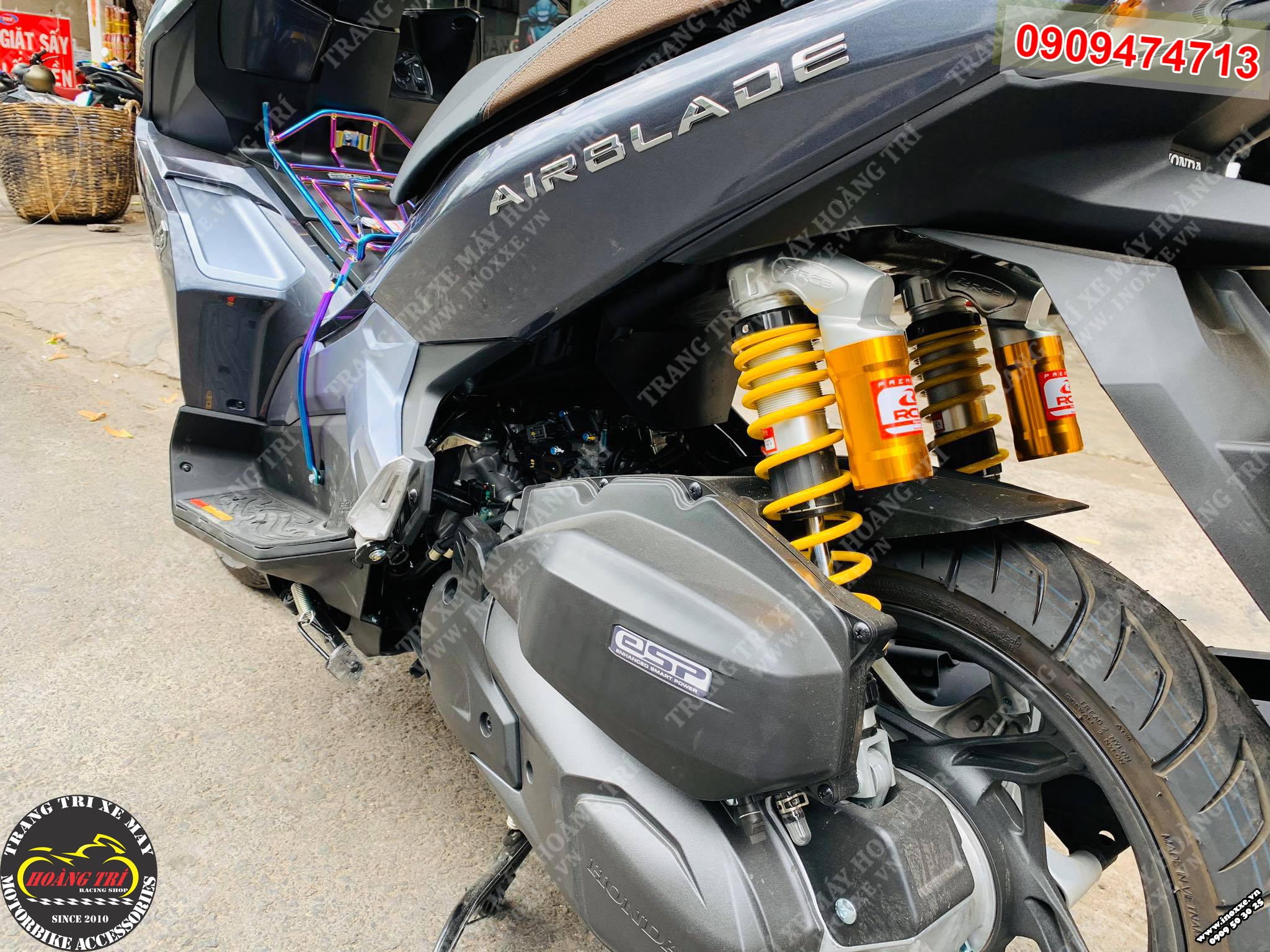 Phuộc bình dầu Racing Boy cho xe AirBlade - mẫu VS ti phuộc trắng
